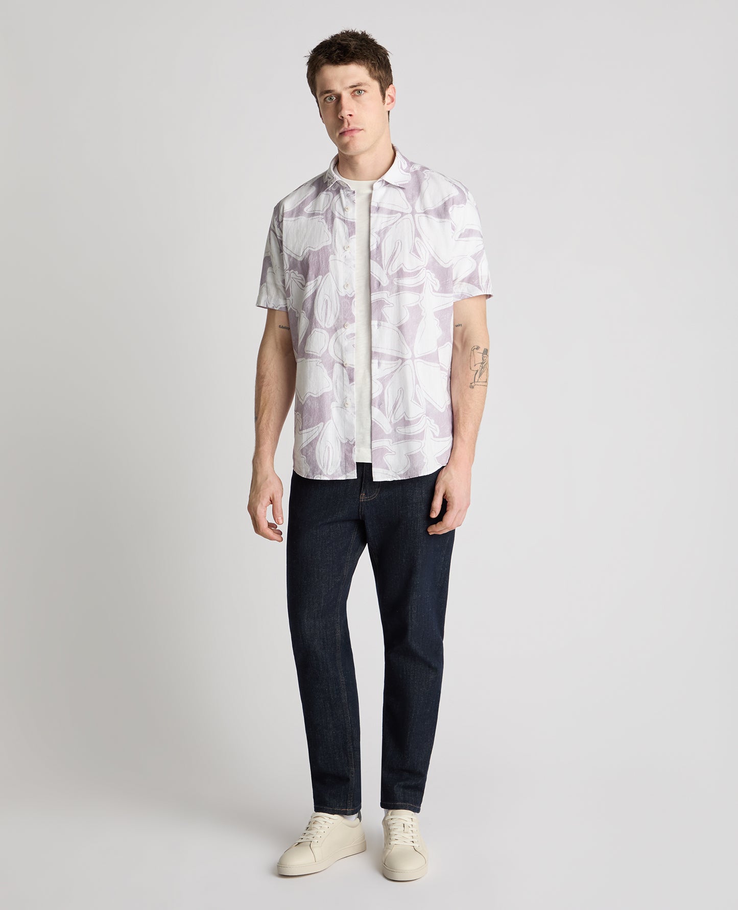 Tapered Fit Abstract Floral Print Shirt
