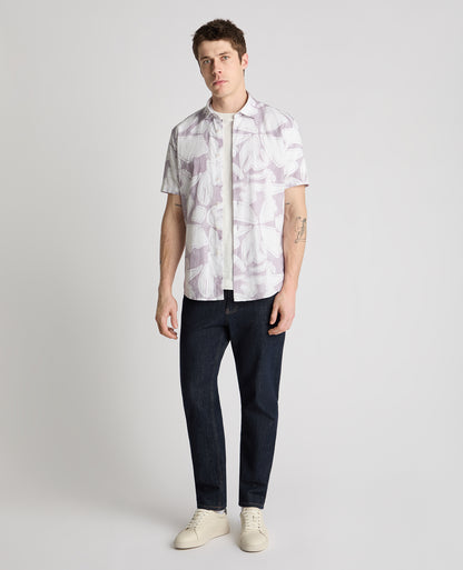 Tapered Fit Abstract Floral Print Shirt