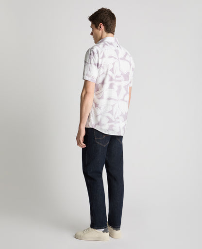 Tapered Fit Abstract Floral Print Shirt