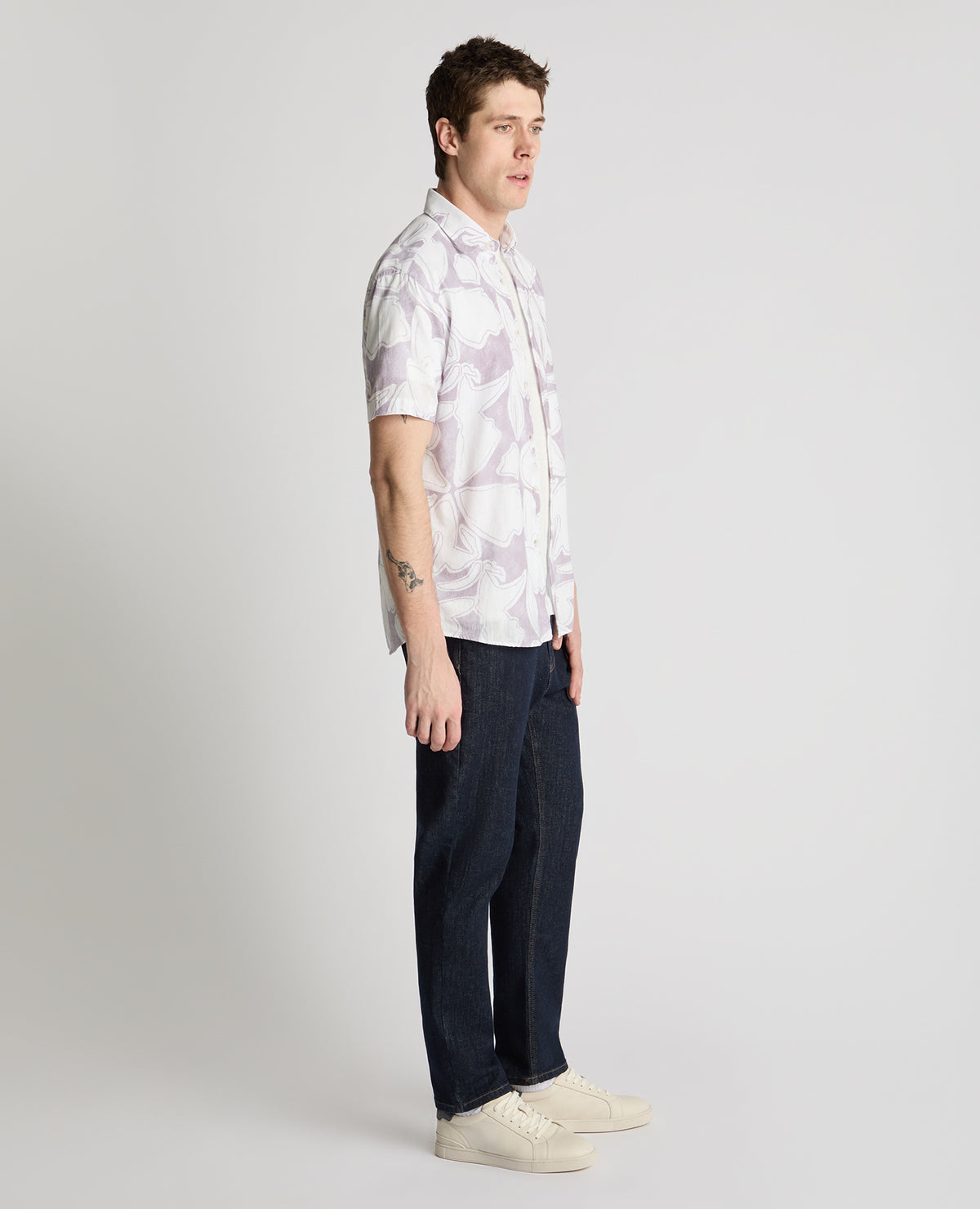 Man wearing a purple  casual shirt