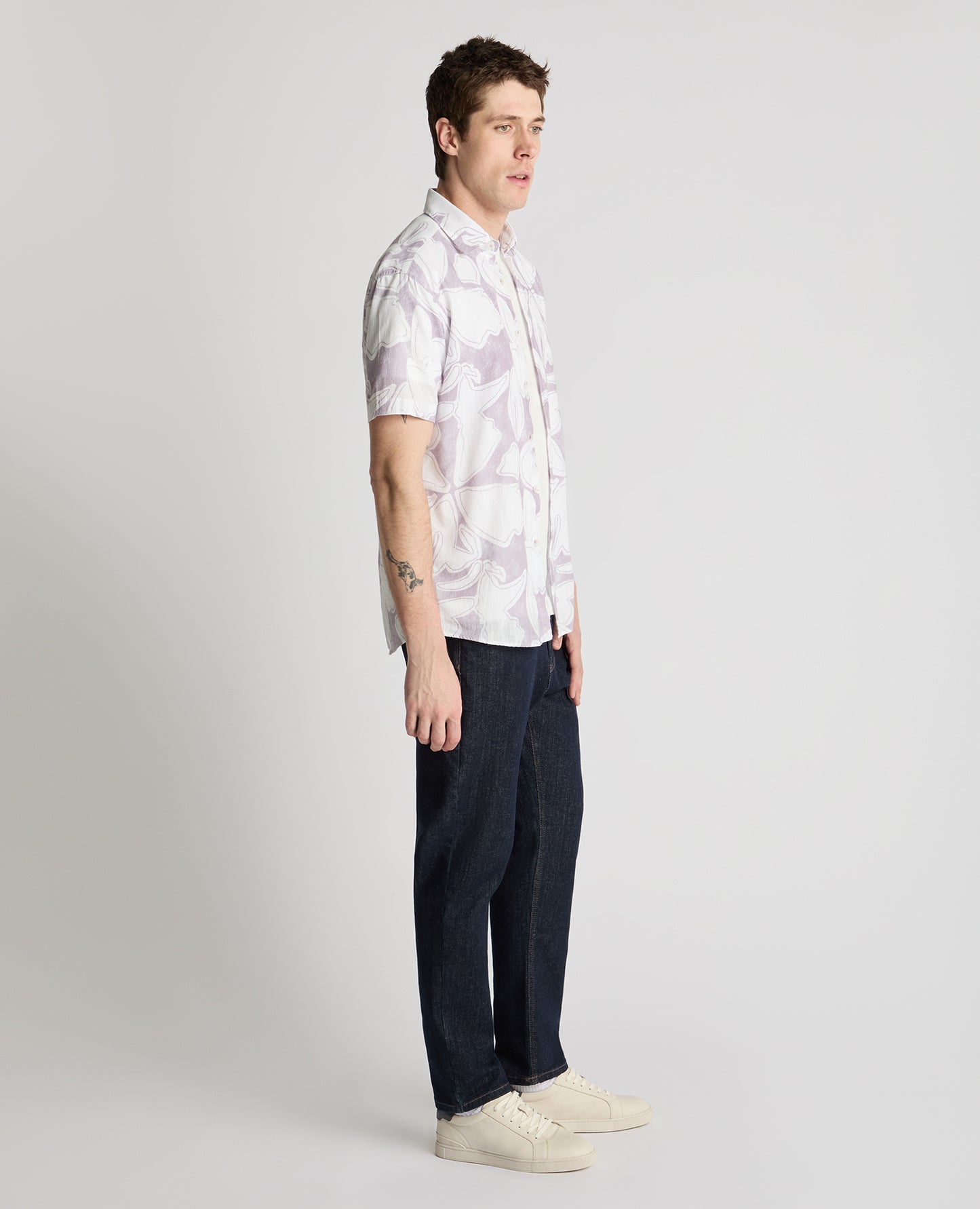Tapered Fit Abstract Floral Print Shirt