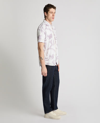 Tapered Fit Abstract Floral Print Shirt