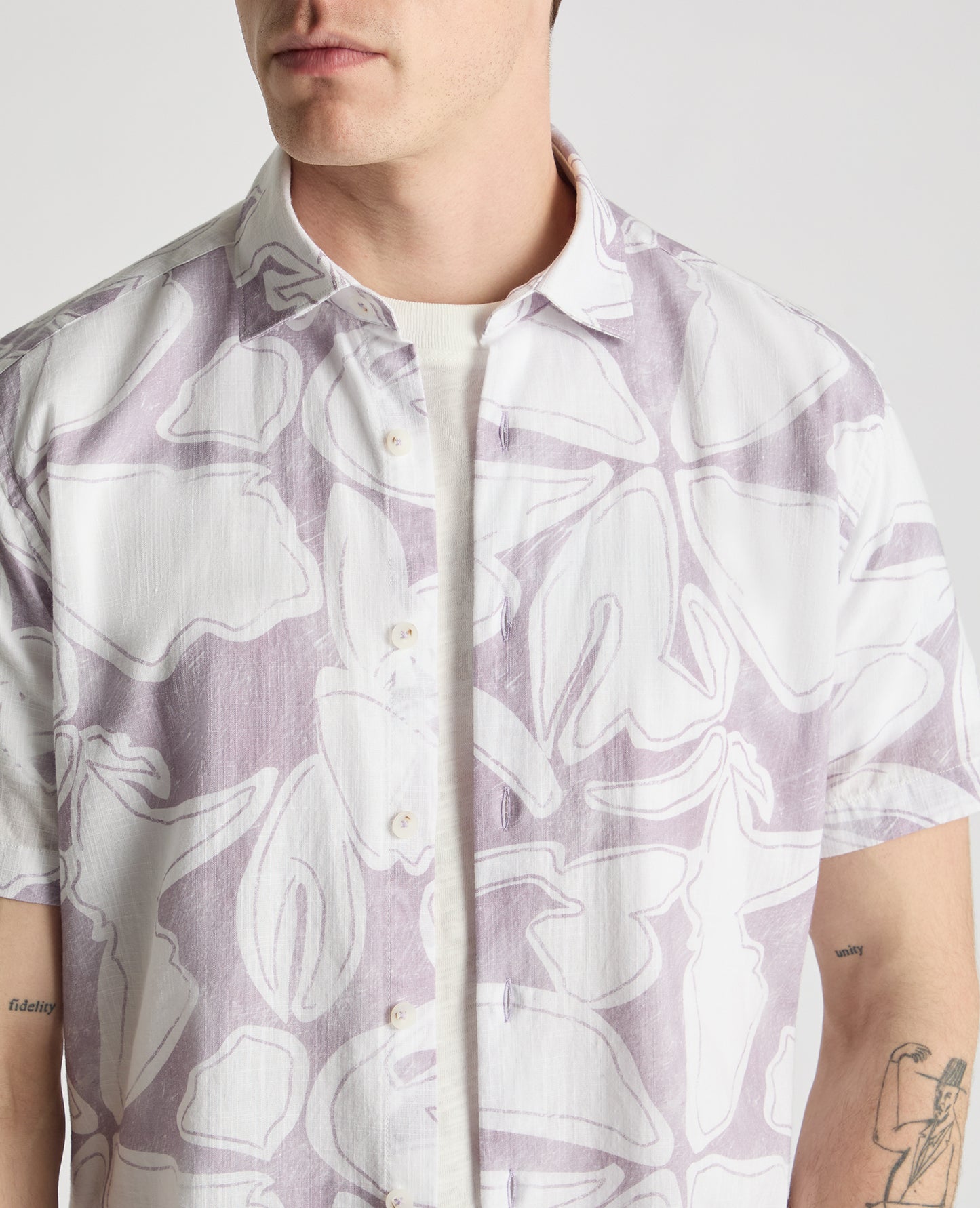 Tapered Fit Abstract Floral Print Shirt