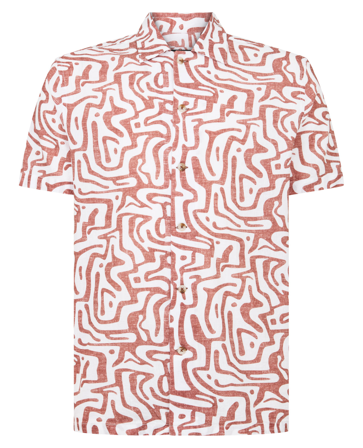 Man wearing a white and red casual shirt