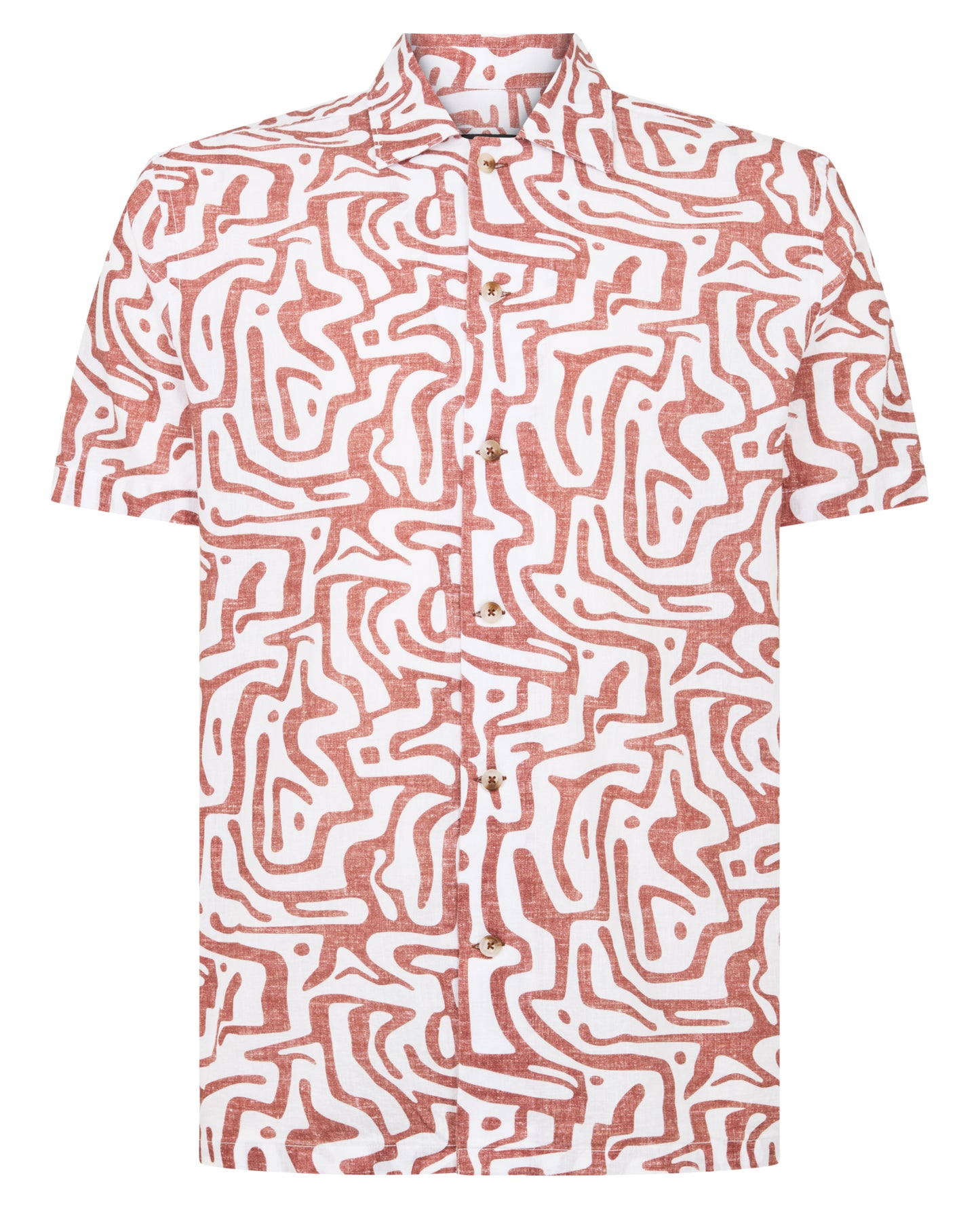 Tapered Fit Cotton-Linen Print Shirt