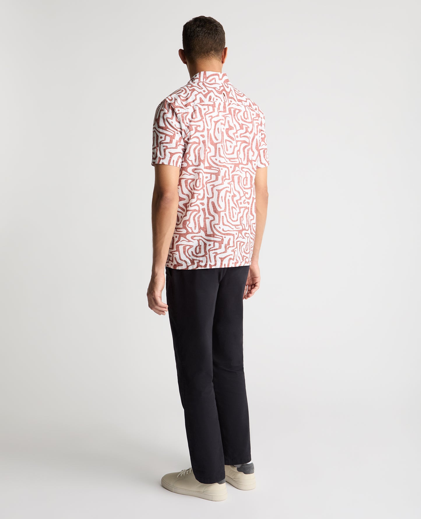 Tapered Fit Cotton-Linen Print Shirt