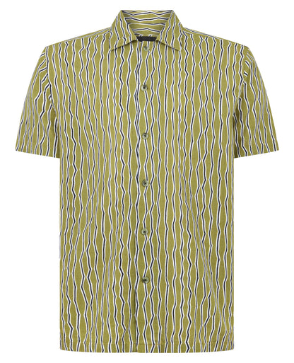 Man wearing a green casual shirt