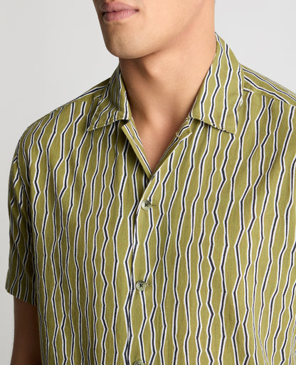 Tapered Fit Cotton Print Shirt