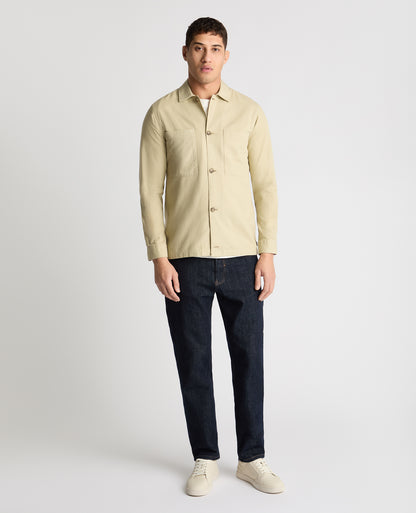 Man wearing a stone casual shirt