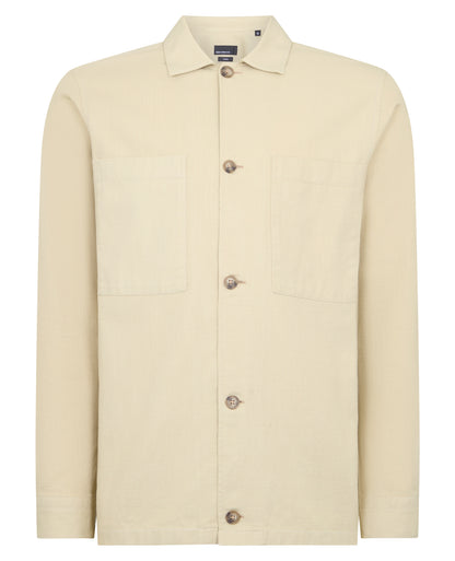 Man wearing a stone casual shirt