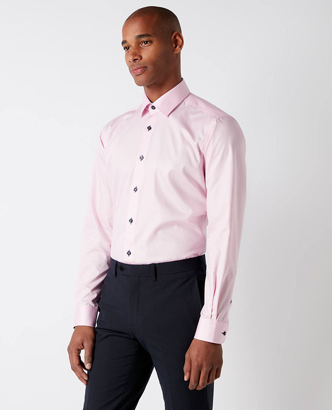 Tapered Fit Cotton-Blend Satin Shirt