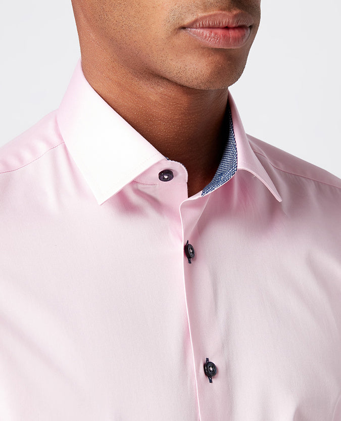 Tapered Fit Cotton-Blend Satin Shirt