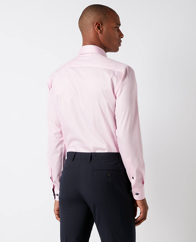 Tapered Fit Cotton-Blend Satin Shirt