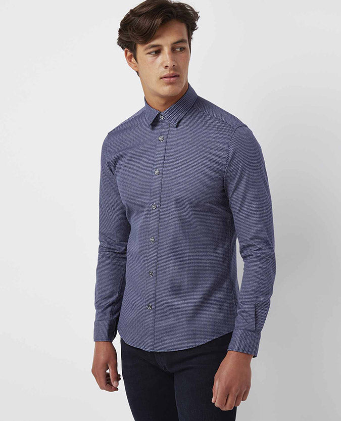 Slim fit checked cotton shirt