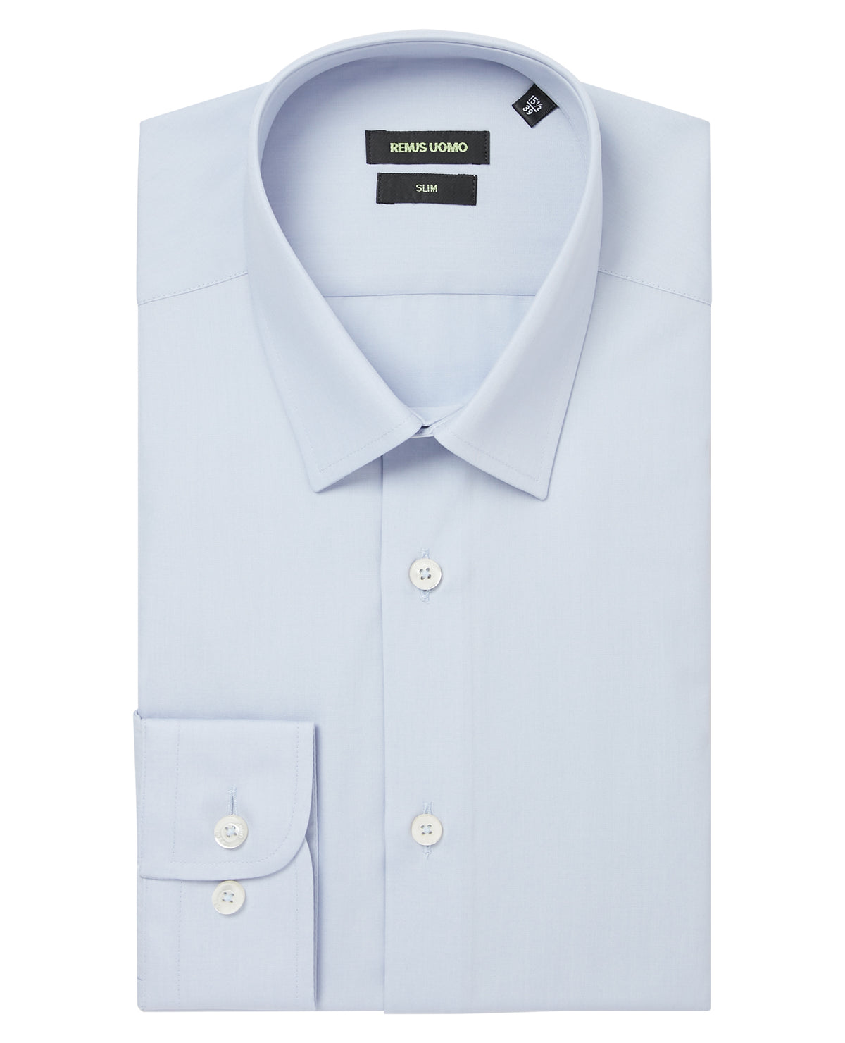 Man wearing a blue Slim Fit Cotton-Blend Shirt