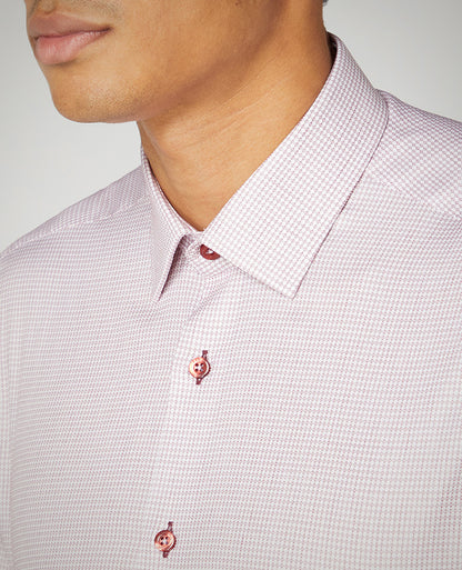 Tapered Fit Check Cotton Stretch Shirt