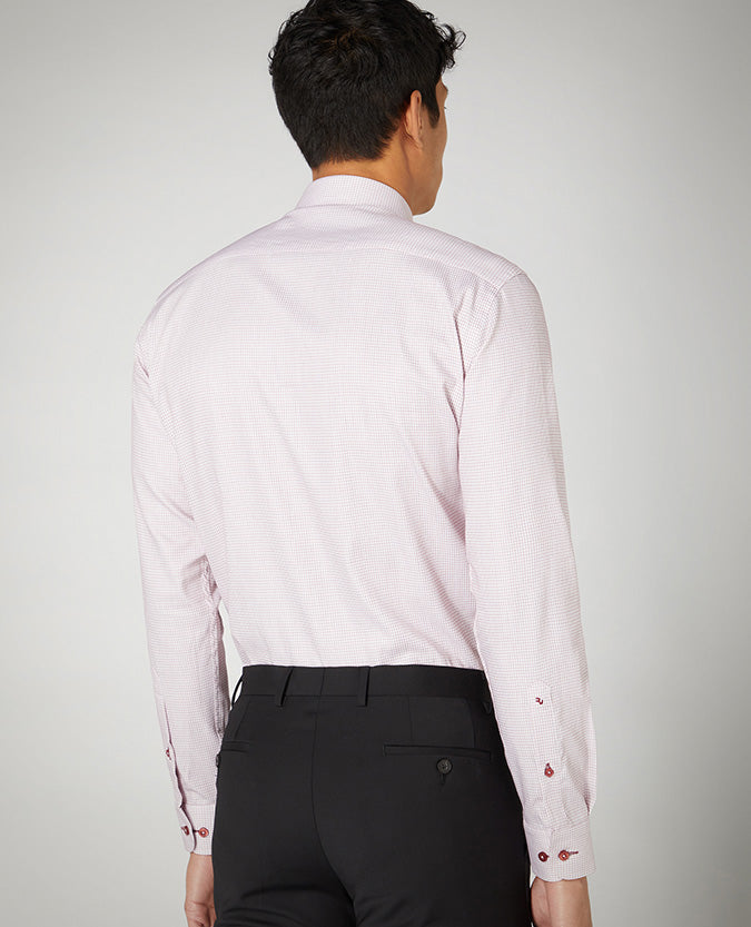 Tapered Fit Check Cotton Stretch Shirt