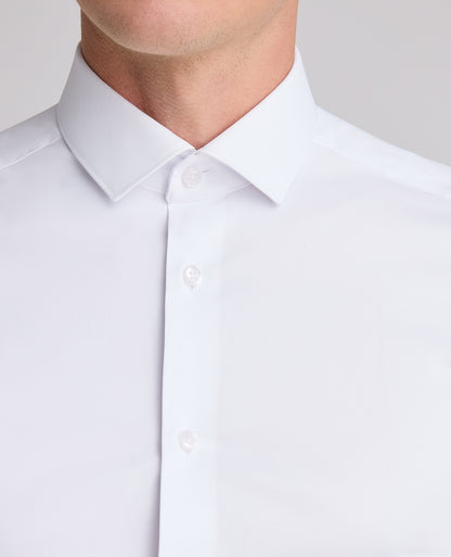 White Slim Fit Cotton Stretch Dress Shirt