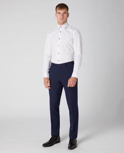 Man wearing a pink Tapered Fit Print Cotton-Blend Stretch Shirt