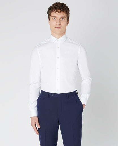Man wearing a white Slim Fit Cotton Shirt