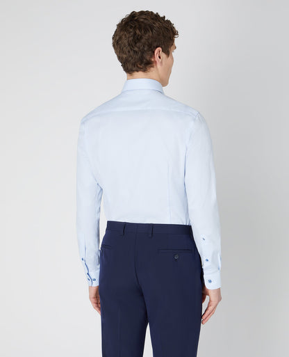 Man wearing a blue Slim Fit Cotton Shirt