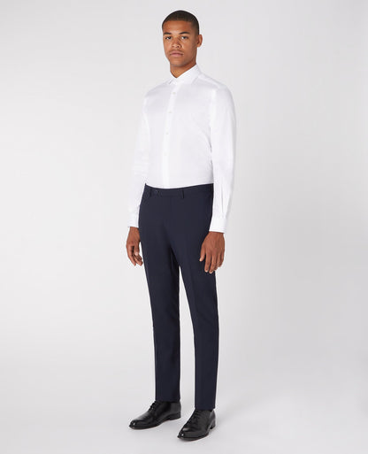 Man wearing a white Tapered Fit Cotton Shirt