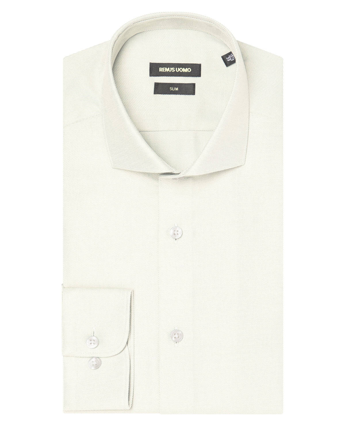 Man wearing a grey Slim Fit Cotton Twill Shirt