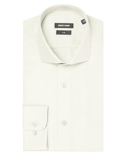 Man wearing a grey Slim Fit Cotton Twill Shirt