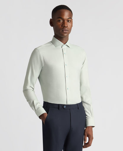 Man wearing a green Slim Fit Cotton Twill Shirt