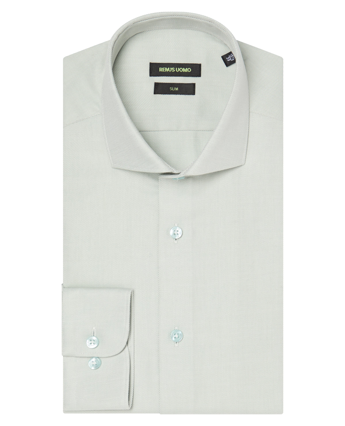 Man wearing a green Slim Fit Cotton Twill Shirt