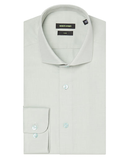 Man wearing a green Slim Fit Cotton Twill Shirt