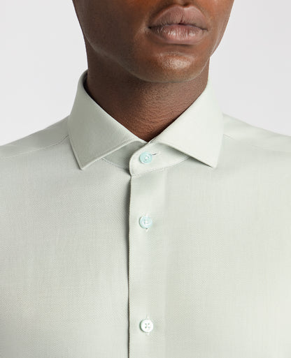 Man wearing a green Slim Fit Cotton Twill Shirt