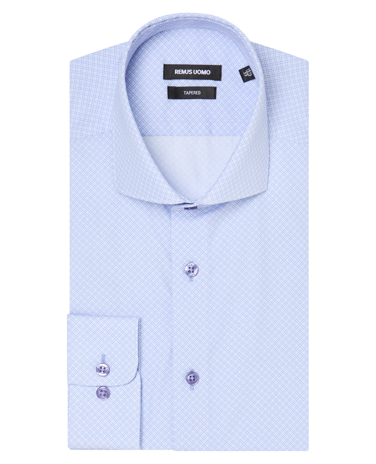 Man wearing a blue Tapered Fit Cotton Printed Shirt