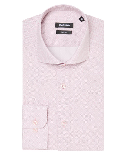 Man wearing a pink Tapered Fit Cotton Printed Shirt
