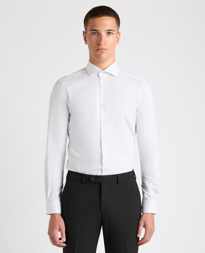 Man wearing a grey Slim Fit Cotton Shirt