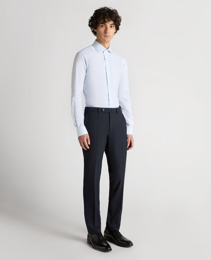 Man wearing a blue Slim Fit Cotton Shirt