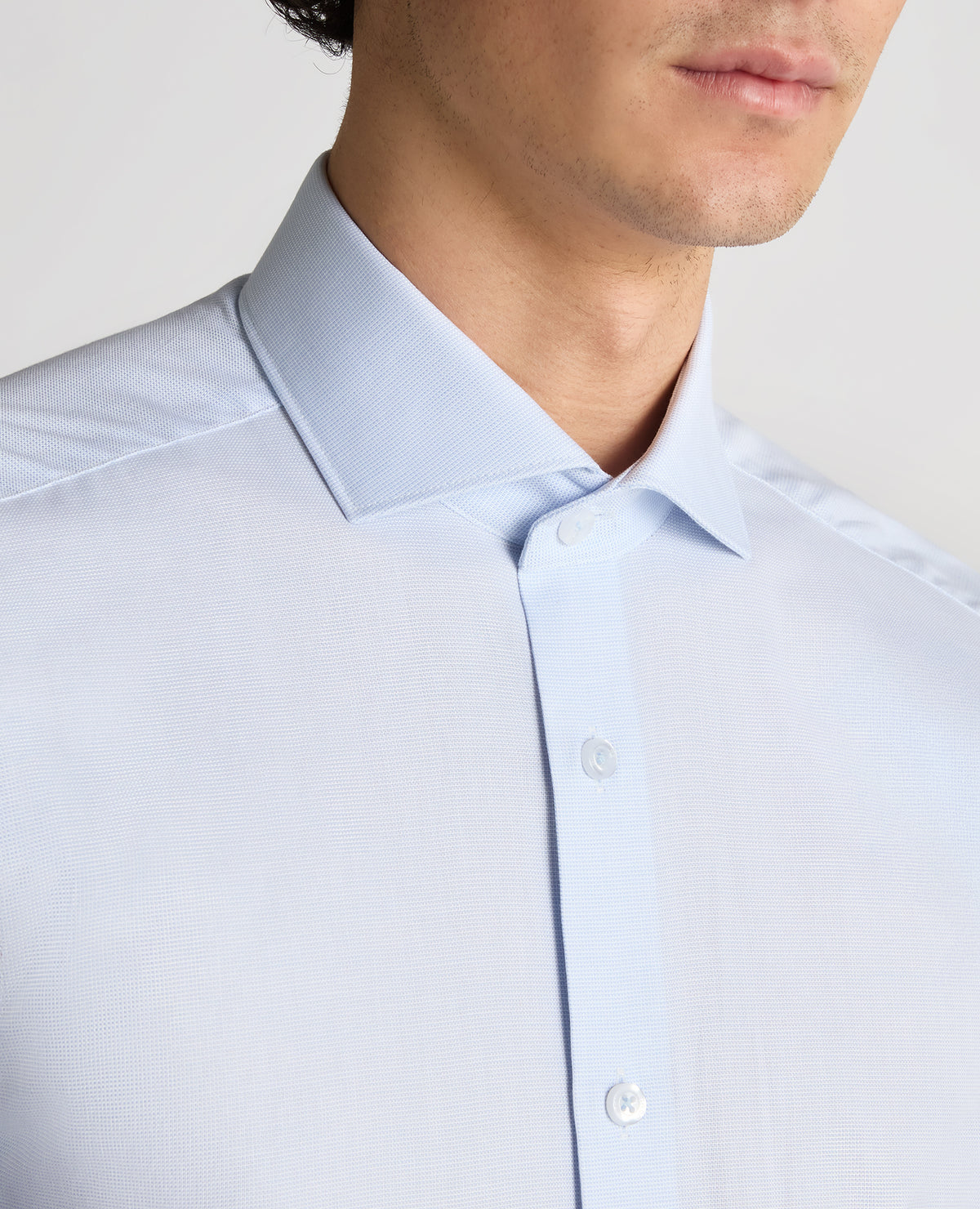 Man wearing a blue Slim Fit Cotton Shirt