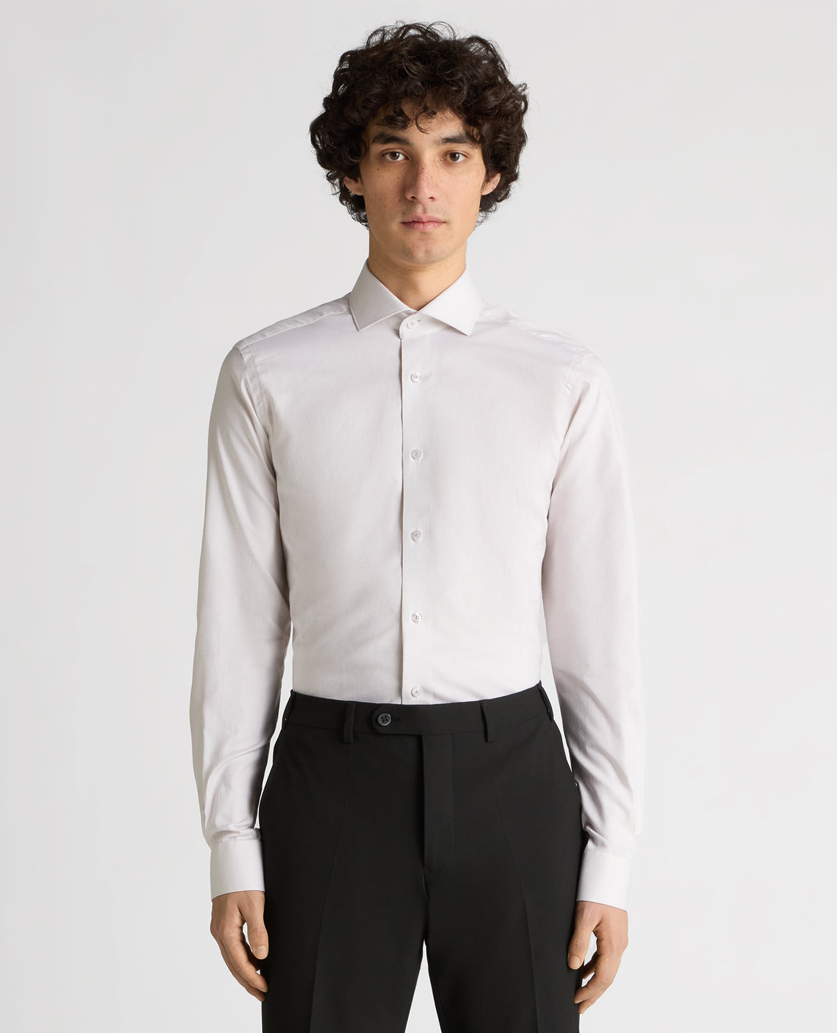 Man wearing a sand Slim Fit Cotton Shirt