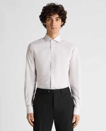 Man wearing a sand Slim Fit Cotton Shirt