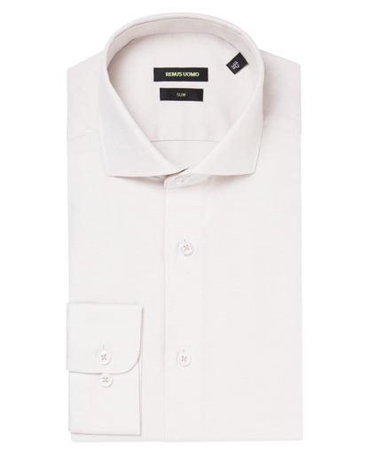 Man wearing a sand Slim Fit Cotton Shirt