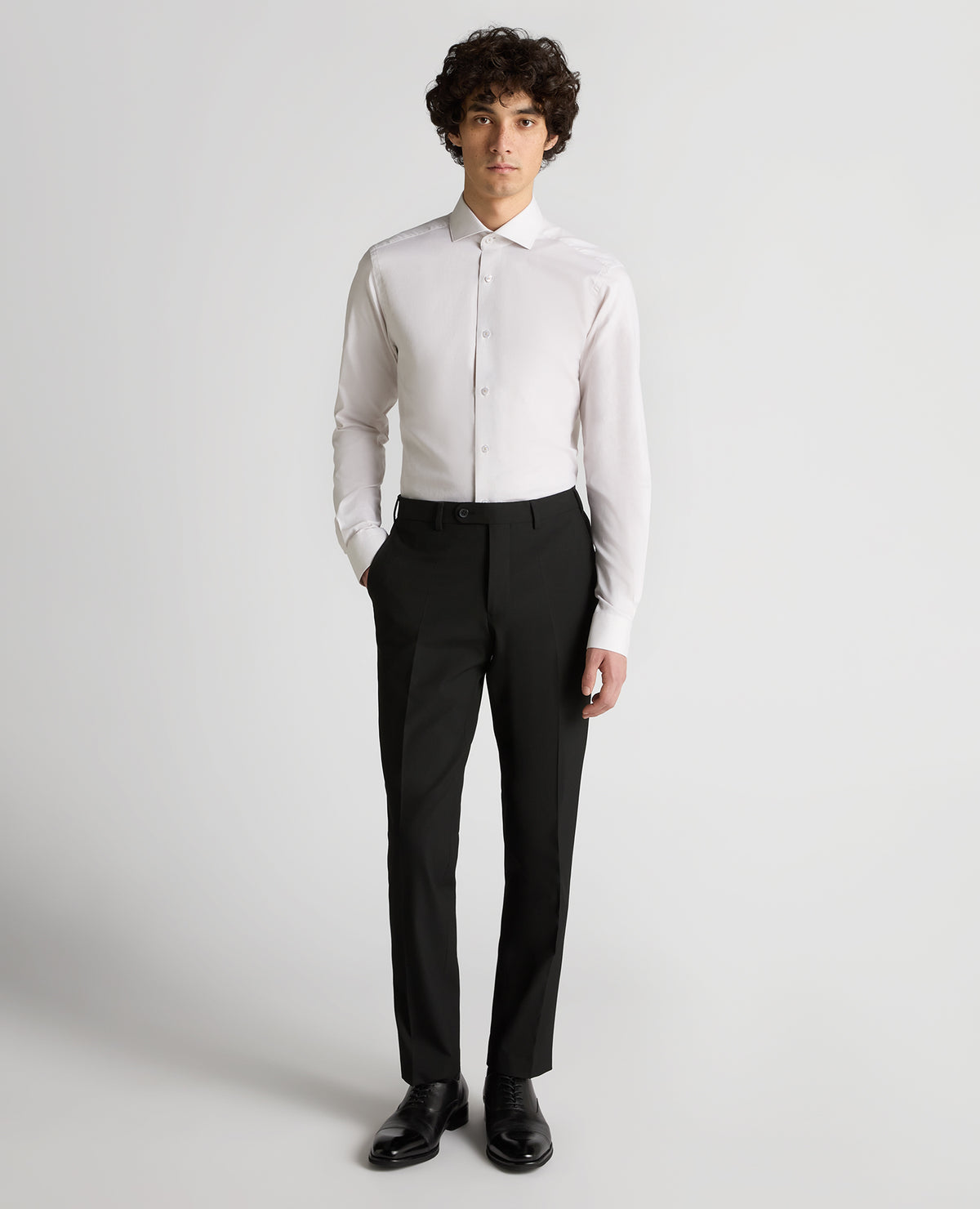 Man wearing a sand Slim Fit Cotton Shirt