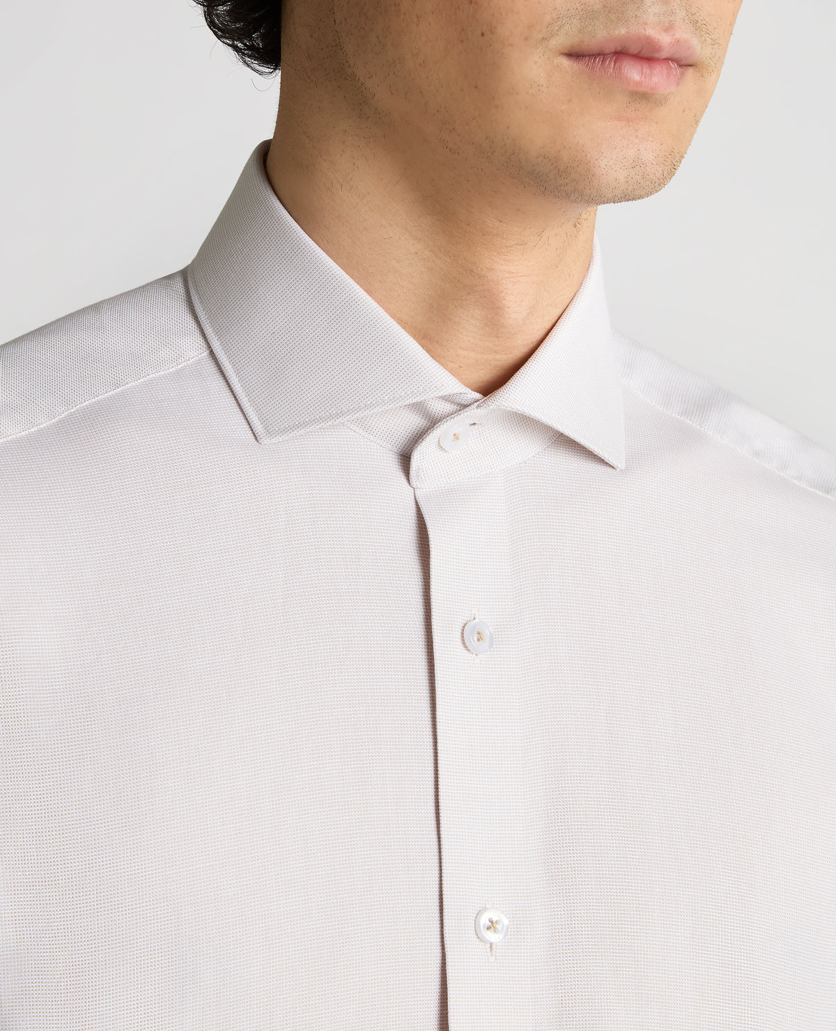 Man wearing a sand Slim Fit Cotton Shirt