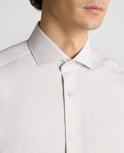 Man wearing a sand Slim Fit Cotton Shirt