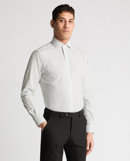 Man wearing a white and green formal shirt