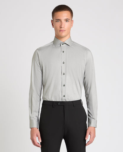 Tapered Fit Contrast Cotton Shirt