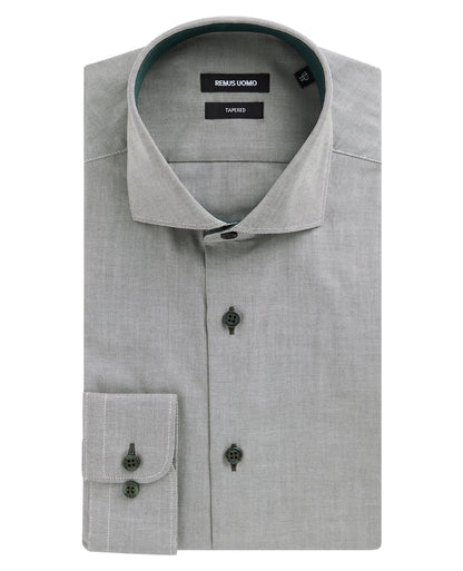 Tapered Fit Contrast Cotton Shirt