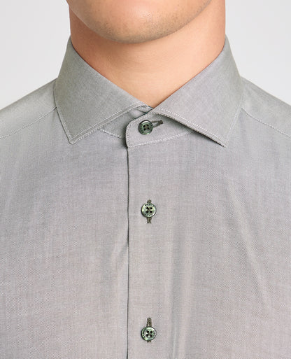 Tapered Fit Contrast Cotton Shirt