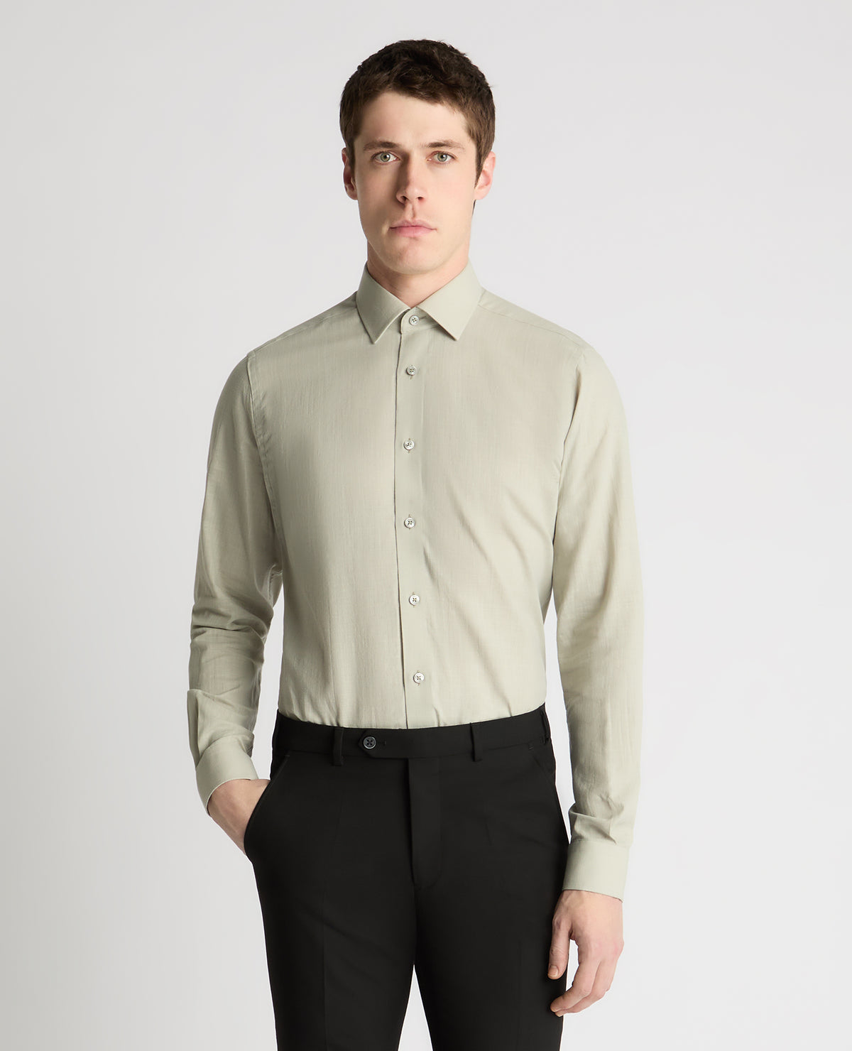 Man wearing a green formal shirt