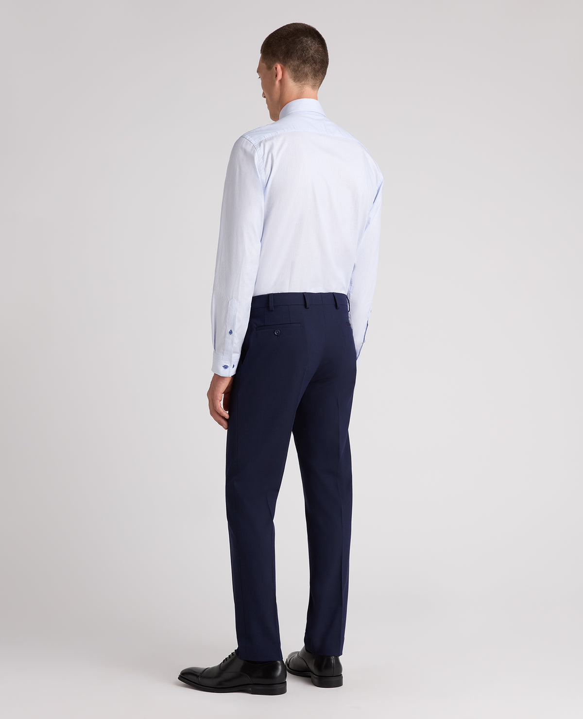 Blue Tapered Fit Vertical Stripe Cotton Shirt