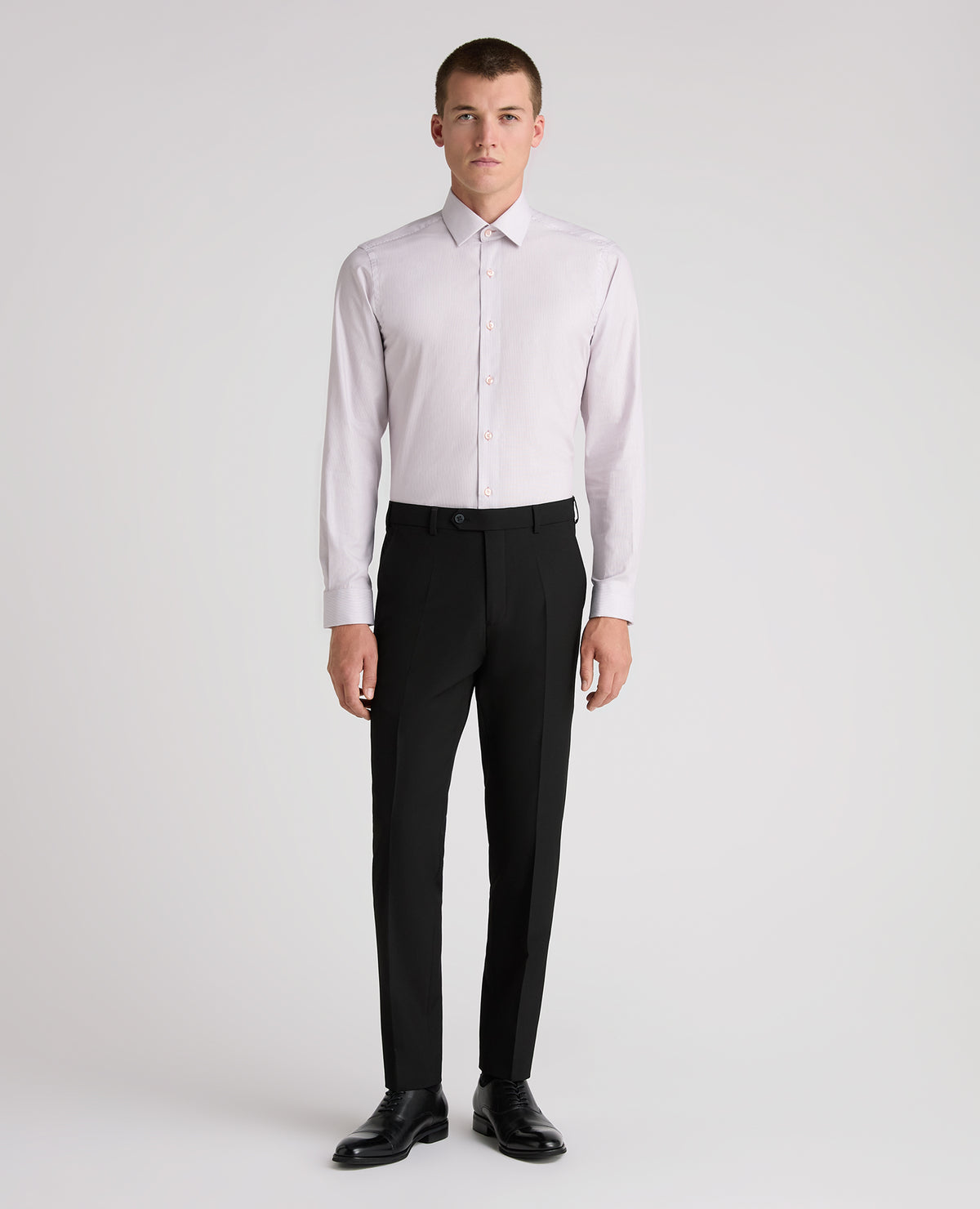 Pink Tapered Fit Vertical Stripe Cotton Shirt